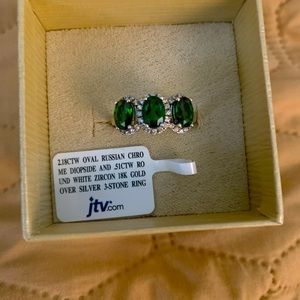 3-stone Chrome Diopside ring